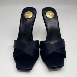 Yves Saint Laurent Black Heels with Gold Details
